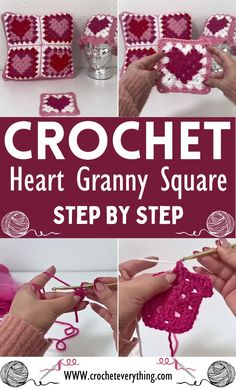 crochet heart granny square step by step instructions to make it easy and fun