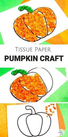 this tissue paper pumpkin craft is perfect for kids to make