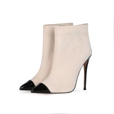 $49.99 Fall Ankle-high Heels With Rubber Heel Cap, Ankle-high Heels With Rubber Heel Cap For Fall, Ankle-high Heels With Leather Sole For Winter, Winter Boots With Contrasting High Heel, Beige Padded Heel Ankle Boots, Beige Ankle Boot Heels With Padded Heel, Beige Faux Leather Closed-toe Boots, Beige Faux Leather Closed Toe Boots, Beige Heels With Contrasting Heel Counter For Fall