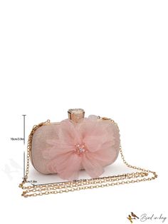 BirdinBag - Sparkling Floral Clutch: Elegant Box Bag for Party Decor Party Pouch Shoulder Bag, Chic Portable Evening Bag For Gift, Portable Pouch Shoulder Bag For Party, Chic Portable Evening Bag As Gift, Chic Compact Evening Bag For Gift, Chic Evening Bag For Gift, Pink Portable Shoulder Bag For Party, Chic Handheld Party Pouch, Chic Portable Clutch Gift