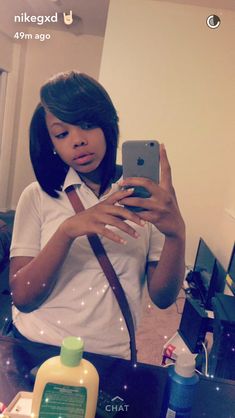 Bob with swooped bang Short Bob Styles, Black Bob, Pretty Hair Color, Relaxed Hair, Hair Life, Short Bob Hairstyles, Love Hair, Bad Hair, Black Girls Hairstyles