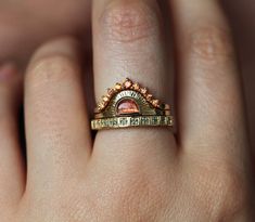 Cyra Sunstone Ring With Matching Bands Bohemian Orange Jewelry Ring, Sunset Ring, Bohemian Style Rings, Boho Engagement Ring, Sunstone Ring, Gold Sunset, Diamond Ring Settings, Orange Sapphire, Ring Style