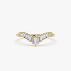 14K Baguette Diamond Curved Tiara Ring – FERKOS FJ Curved Wedding Bands For Women, Wedding Bands For Women, Baguette Band, Baguette Diamond Ring, Tiara Ring, Diamond Tiara, Baguette Diamond Rings, Gold Armband, Curved Wedding Band