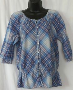 Bias cut plaid blouse reminiscent of Ralph Lauren's prairie style. With denim jeans or skirts, cords. #RalphLauren #Plaid #Blue #Blouse #Cotton Blue Short Sleeve Blouse For Fall, Casual Blue Fall Blouse, Casual Blue Blouse For Fall, Blue Fall Daywear Blouse, Ralph Lauren Long Sleeve Summer Tops, Casual Ralph Lauren Summer Blouse, Ralph Lauren Summer Workwear Tops, Ralph Lauren Cotton Blouse For Spring, Casual Light Blue Ralph Lauren Tops