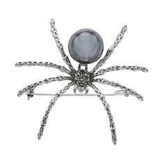 Featuring a spider design accented with hematite and Swarovski Marcasite gemstones, this Lavish by TJM brooch offers a unique way to complete your look. Featuring a spider design accented with hematite and Swarovski Marcasite gemstones, this Lavish by TJM brooch offers a unique way to complete your look. Metal: sterling silver Plating: rhodium Finish: polished Hematite round cut, 10 carat weight Additional details: hematite & Swarovski Marcasite accents Packaging: boxed Made with SWAROVSKI G Silver Brooch Jewelry For Halloween, Polished Gemstones, Spider Brooch, Spider Design, Christmas Spider, Spider Jewelry, Beaded Spiders, Insect Jewelry, Bead Work Jewelry