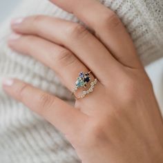 Clear Water Ring | Unique Cluster | Melanie Casey Fine Jewelry Water Ring, Sapphire Side Stones, Melanie Casey, Water Rings, Necklace Chain Lengths, Alternative Engagement Rings, 14k Gold Ring, Diamond Cluster Ring, Ring Unique