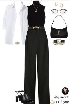 Black Pants White Blouse Outfit Classy, Black Tie Party Outfit Women, Work Fits, Cute Spring Outfits, Elegante Casual, Casual Work Outfit, Classy Work Outfits, Stunning Outfits