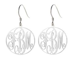 "0.6 inch 925 Sterling Silver Circle Monogram Drop Earrings - Great gift for Woman, Romantic Gift for Lover, Celebrity Earrings. All of my products are handmade. It can be your initials (usually with the LAST NAME in the MIDDLE), or the initials of those most special to you. Your purchase will arrive inside a lovely gift box ready to give. *Please note the initials in the order you wish for them to appear. Traditionally a monogram is in this order: First, Last,Middle* As an example,if your name Personalized Sterling Silver Earrings As Gift, Personalized Silver Earrings As Gift, Initials Round Earrings Gift, Round Initials Earrings As Gift, Round Initials Earrings For Gift, Initials Earrings As Gift, Personalized Round Sterling Silver Earrings, Sterling Silver Initials Earrings, Elegant Personalized Sterling Silver Earrings