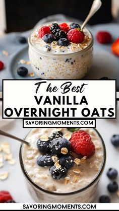 Creamy, delicious, and ready when you are—a perfect make-ahead breakfast! Save this quick and easy recipe for busy days.  #overnightoats #breakfastideas #easyrecipes #healthybreakfast #mealprep #quickbreakfast #oatmealrecipes Overnight Oats Healthy With Almond Milk, Healthy Breakfast Options On The Go, Vanilla Oatmeal Recipe, Oatmeal Mason Jar Recipes Overnight Oats Healthy Breakfasts, Easy Morning Breakfast Healthy, Overnight Oats Healthy Easy Simple, To Go Healthy Breakfast, Recipes With Oats Breakfast, Healthy Weekday Breakfast