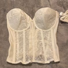 Dominique Wedding Corset, Color Bone, Size 32d Never Worn Tags On Vintage Bustier, White Lace Corset, Wedding Corset, Lace Corset Top, Vintage Corset, White Corset, Strapless Corset, Lace Strapless, Lace Bustier