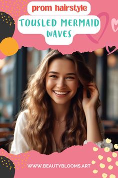 Ditch the stiff updo! Tousled mermaid waves add a romantic, effortless touch to your prom look. Save this pin for hairstyle inspo!  #PromHair #MermaidWaves #BeachyVibes Prom Waves, Mermaid Waves, Hairstyle Inspo, Big Night