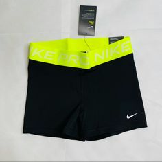 Brand New With Tags, Never Worn! No Stains Or Flaws. Women’s Nike Black Spandex With Wide Waist Band In The Color Florescent Green. Hard To Find ! Size: Medium Inseam 3” All Items Ship Same Day Or Next Day ! Ask Any Questions You May Have. Weekend Sales Will Ship Monday Nike Fitted Athletic Shorts With Go-dry, Fitted Nike Athletic Shorts With Go-dry, Nike Sporty Fitted Shorts, Nike Fitted Go-dry Shorts, Nike Black Fitted Athletic Shorts, Fitted Nike Black Athletic Shorts, Nike Fitted Workout Shorts, Nike Fitted Sports Bottoms, Nike Elastane Training Bottoms