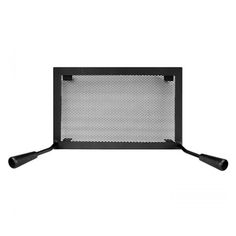 a black mesh screen with two handles on the top and one handle at the bottom