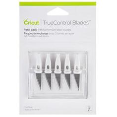 four white toothbrushes in packaging on a white background with the words truecontrol blades