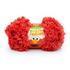 an orange fluffy ball of yarn with the words fuzzy friends written on it in red