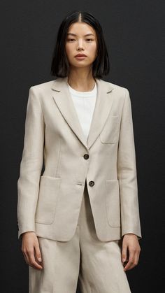 Our Weekend Blazer is made from linen. This quintessential outerwear piece features multiple pockets both at the exterior and interior, in addition to a classic fit and a two-button closure. Elaine Welteroth, Denim Vests, Suit Women, In Addition, Linen Shop, New Career, Short Jumpsuit, Linen Women, Dress Suits