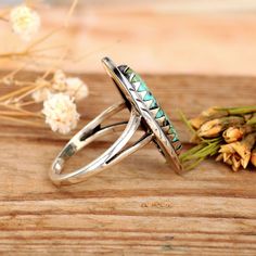 Ring With Stone, Wanderlust Jewelry, Silver Ring For Women, Moonstone Ring Sterling Silver, Turquoise Ring Silver, Real Turquoise, Color Turquoise, Boho Ring, Southwestern Style