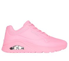 Step out in a fashion favorite with Skechers Street Uno Envy - Pointed Bliss. Updated with a tapered toe that is pointier than the traditional Uno, this lace-up sneaker features a perforated duraleather upper, Skechers Air-Cooled Memory Foam insole, and a Skech-Air visible airbag midsole. | Skechers Women's Uno Envy - Pointed Bliss Sneaker | Medium Width | Skechers Air-Cooled Memory Foam cushioned comfort insole | Skech-Air visible airbag midsole | Perforated duraleather upper | Lace-up fashion Skechers Women, 2 Inch Heels, Skechers Shoes, Pink Fashion, Womens Shoes Sneakers, Sneakers Fashion, Memory Foam, Heel Height, Men's Shoes