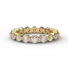 "Eternity Natural Diamond Floating Bubble Ring Band Third Party GIA Certified Gemologist Appraisal Value is $4950. MaterialSolid Gold (14K/18K) or Platinum 950 FinishingHigh Polished/ Shiny FitStandard Width3mm SettingSingle Prong StoneNatural Diamonds ClarityVS-SI1 ColorG-H CutRound/ Brilliant Total Carat Weightapx 1.80 carats Stone Size3mm each This ring is full of elegance and beauty! It is so simple and so complete at the same time! One can wear this band alone by itself or match it with eng Diamond Bubble Ring, Floating Diamond Ring, Shared Prong Wedding Band, Bubble Ring, Diamond Stacks, Sapphire Band, Matching Wedding Bands, Women Diamond, Anniversary Bands