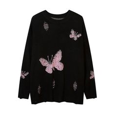 WN5462
■size(cm)





Length


Shoulder width


Chest


Sleeve length




M


74


54


114


58




L


76


55.5


118


59




XL


78


57


122


60




2XL


80


58.5


126


61 Hole Knit Sweater, Butterfly Embroidery, Oversize Fashion, Oversized Knitted Sweaters, Oversize Knit, Clothing Details, Butterfly Pattern, Grunge Fashion, Knitted Sweater