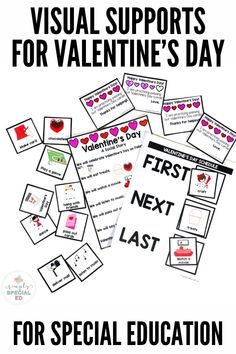 valentine's day activities for kids with the text, visual supports for valentine's day