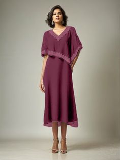 Mulberry Embellished Flowy V-neck Dress, Summer V-neck Georgette Chiffon Dress, Summer V-neck Georgette Dress, Purple V-neck Chiffon Party Dress, Purple V-neck Dress For Wedding Guest, Flowy V-neck Embellished Dress, Purple Chiffon V-neck Dress, Purple V-neck Chiffon Dress, Flowy V-neck Georgette Chiffon Dress