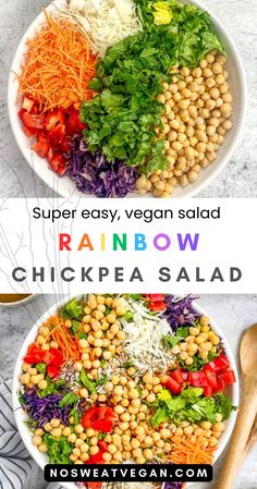 Super Easy Rainbow Chickpea Summer Salad Teriyaki Tofu, Rainbow Salad, Easy Summer Dinners, Ginger Dressing, Dinner Side Dishes, Chickpea Recipes