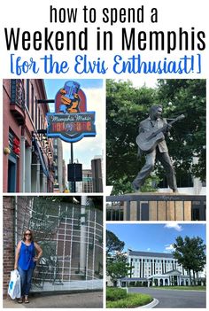 a collage of photos with the words how to spend a weekend in memphis for the elvis enthusiast