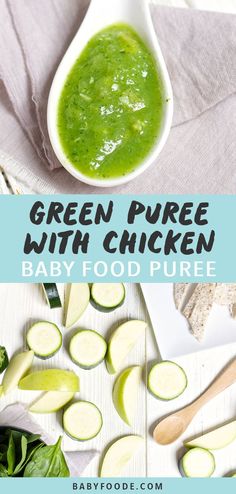 green puree with chicken baby food puree is an easy and healthy recipe for babies