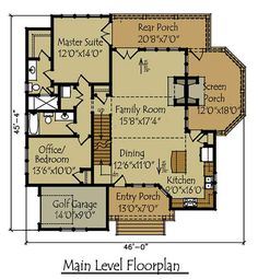 the main level floor plan for this home