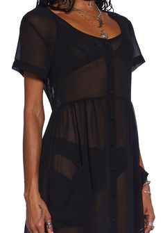 Look divine in this maxi dress that has a sheer chiffon construction, short sleeves, a scoop neckline, an empire waist, side pockets, and front button closures. Sheer Maxi Dress, Sheer Chiffon, Black Maxi Dress, Dolls Kill, Gothic Fashion, Exclusive Collection, Empire Waist, Scoop Neckline, Online Boutique