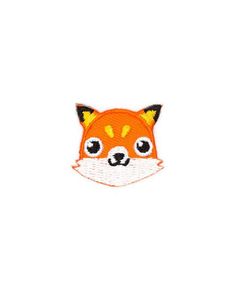 an embroidered fox head with big eyes