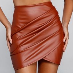 Windsor Faux Leather Skirt Size: Medium Color: Rust Nwot Fitted Brown Faux Leather Mini Skirt, Trendy Brown Skirt For Date Night, Brown Faux Leather Skirt For Party, Chic Brown Faux Leather Skirt, Brown Mini Skirt For Date Night, Brown Faux Leather Mini Skirt For Party, Party Faux Leather Brown Mini Skirt, Fall Faux Leather Brown Mini Skirt, Brown Faux Leather Mini Skirt For Fall