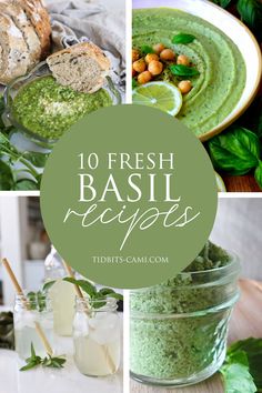 fresh basil recipe collage with text overlay