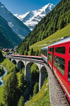 Glacier Express: Scenic Swiss Rail Adventure Trains In Switzerland, Switzerland Alps Mountain, Swiss Alps Train, Switzerland Glacier Express, Train In Switzerland, Glacier Express Switzerland Trains, The Swiss Alps, Most Beautiful Places In The World, Switzerland Life