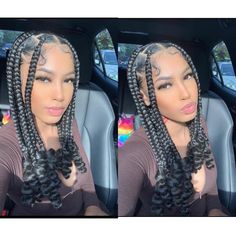 Short Coi Leray Braids, Jumbo Box Braids With Curly Ends, Jadya Wayda Braids, 6 Jumbo Box Braids, Jumbo Rope Twist, Jada Wayda Braids, Coi Leray Braids, Baddie Hair, Cabello Afro Natural