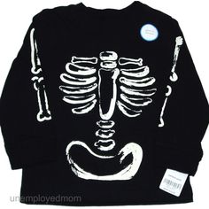 This Is For 1 Halloween T Shirts From Carter's Brand New With Tags Skeleton Bones Size: 18m, 2t, 4t Glow In The Dark Long Sleeve 100% Cotton Kw Top Tee Shirt Lot Nwt Baby Boys Girls Holiday Trick Or Treat Part Of Outfit Costume Warm Cute 2 Toddler Kids #Halloweentee #Holiday #Halloween Fun Black Tops For Playtime, Playful Black Tops For Playtime, Playful Black T-shirt For Fall, Unisex Black Tops With Skull Print, Halloween Glow In The Dark Black Top, Black Cotton Top With Glow In The Dark Details, Skull Pajamas Boy, Fall Cotton T-shirt With Skull Print, Outfit Costume