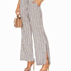 New Cloth & Stone Red, Blue And White Striped Wide Split Leg Pants / Trousers. Super Soft. Linen And Rayon. Elastic Waist With Functional Drawstring. New, No Flaws. Women's Small. Measurements Provided. Use As Loungewear, Casual , Dress Up Or Down Casual High-waisted Jumpsuits And Rompers For Day Out, Casual High-waisted Jumpsuits For Day Out, Casual Summer Jumpsuits And Rompers Trouser Style, Split Leg Pants, Split Legs, Bella Dahl, Graphic Tee Dress, Linen Blend Pants, Wide Leg Pant