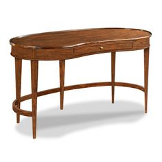 an oval shaped table with two drawers on each side and one drawer at the top