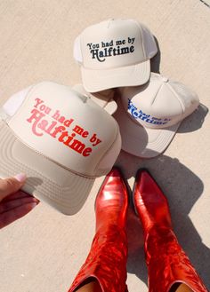 Design is in RED, ORANGE, BLACK AND BLUE and is be made to order on a KHAKI hat to fit your team! Trucker Hat Vinyl, Football Trucker Hat Ideas, Hat Photoshoot Ideas, Cloth Photoshoot, Trucker Hat Designs, Clothing Diys, Mockup Ideas, Hats Ideas, Sassy Sayings