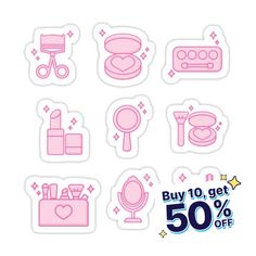 Decorate laptops, Hydro Flasks, cars and more with removable kiss-cut, vinyl decal stickers. Glossy, matte, and transparent options in various sizes. Super durable and water-resistant. this desing for makeup lover Eye Makeup Stickers, Makeup Stickers Aesthetic, Pink Graphic Makeup, Pink Deco Stickers, Makeup Lover, Decorate Laptops