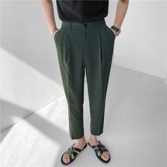 Summer Multi-color Suit Pants Men's Fashion Business Society Mens Dress Pants Korean Loose Straight Casual Pants Men Trousers Summer Solid Dress Pants With Welt Pockets, Solid Summer Dress Pants With Welt Pockets, Business Summer Ankle-length Pants, Summer Business Ankle-length Pants, Summer Ankle-length Dress Pants With Welt Pockets, Slim Fit Ankle-length Dress Pants For Summer, Summer Slim Fit Dress Pants With Pockets, Green Summer Pants With Welt Pockets, Summer Business Ankle-length Dress Pants