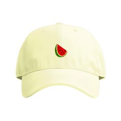 Add a pop of freshness to your outfit with our Refreshing Watermelon Embroidered 100% Cotton Cap. Made from high-quality cotton, this cap offers comfort, breathability, and a touch of summery charm. Featuring a delightful embroidery of a watermelon, this cap brings a playful and refreshing element to your everyday style. Choose from five vibrant colors: Pink, Pastel Lemon, Pastel Green, Pastel Blue, and Black. The pink color exudes a sweet and feminine vibe, while the pastel shades offer a soft and subtle touch. The black color provides a classic and versatile option that pairs well with any outfit. Designed with both style and functionality in mind, this cap features a structured, low-profile design with a pre-curved brim that shields your face from the sun. The adjustable strap at the ba Cute Dad Hat For Summer, Cute Summer Dad Hat, Cute Summer Cotton Dad Hat, Cute Cotton Baseball Cap For Summer, Cute Cotton Dad Hat For Summer, Trendy Embroidered Logo Baseball Cap For Summer, Trendy Summer Baseball Cap With Embroidered Logo, Casual Embroidered Hats For Summer, Embroidered Summer Dad Hat With Curved Brim