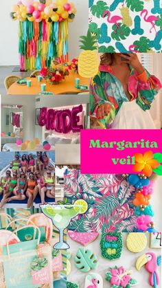 Margaritaville party mood board Party Mood Board, Bachelorette Party Beach Theme, Margaritaville Party, Margarita Party, Bachelorette Theme, Tropical Bachelorette