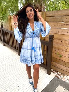 Light Blue Embroidered Beach Dress, Summer Vacation Bell Sleeve Dresses, Bohemian Light Blue Summer Dress, Blue Bohemian Mini Length Boho Dress, Bohemian Light Blue Embroidered Dress, Summer Vacation Mini Dress With Bell Sleeves, Light Blue Bohemian Beach Cover-up Dress, Summer Bohemian Bell Sleeve Dress, Blue Bohemian Peasant Dress For Spring