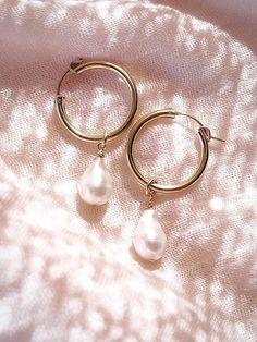 - Baroque Pearl Hoop Earrings - Kēhau - ke aloha jewelry Classic Huggie Jewelry With Pearl Charm, Classic Pearl Huggie Jewelry, White Pearl Chain Small Hoop Jewelry, White Small Hoop Pearl Chain Jewelry, White Hoop Pearl Chain Jewelry, Classic White 14k Gold Filled Hoop Earrings, Pearl Drop Small Hoop Jewelry, Small Hoop Pearl Drop Jewelry, Yellow Gold Small Hoop Jewelry With Pearl Drop