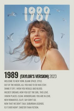 an advertisement for taylor's version of the 1989 album, featuring taylor's version