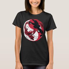 Carnage and Venom Yin-Yang Graphic T-shirt, Women's, Size: Adult S, Black Gender: female. Venom Clothes, Venom T Shirt Design, Edgy Red Cotton T-shirt, Venom Shirt, Red Long Sleeve T-shirt With Cartoon Print, Leotard Fashion, Women Fashion Edgy, Womens Basic, Love T Shirt