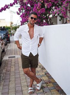 Mykonos Outfit Men, Men Mykonos Outfit, Men’s Bali Outfits, Men’s Greece Outfits, Men Birkenstock Outfit, Men’s Summer Outfits Birkenstocks, Mykonos Outfit, Palm Springs Outfit