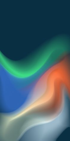 an abstract background with blue, orange and green waves in the center on a black background